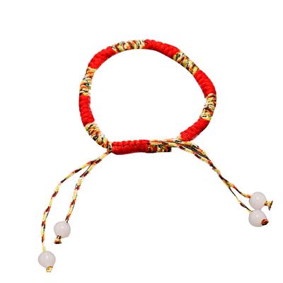 Women Braided Bracelet Adjustable Lucky Woven Rope Bead Handmade Knitted Ethnic Style Hand Chain for Wristband
