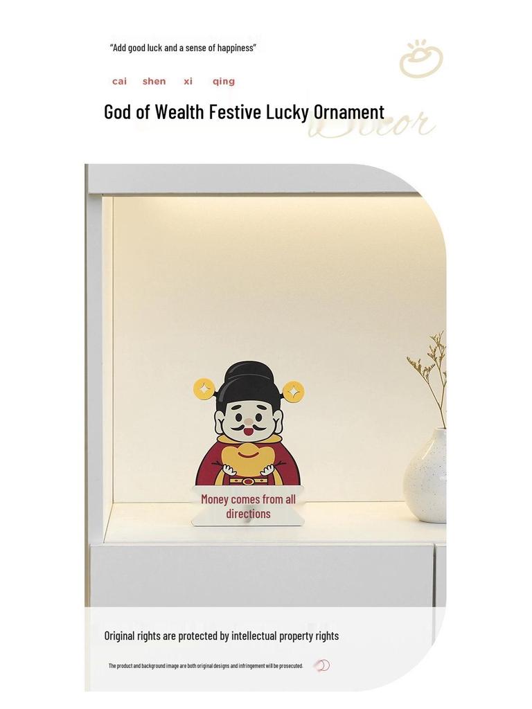 Wozoom Chinese Style God of Wealth Figurine Clock - Creative Housewarming Gift and Decoration