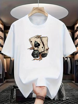 Poker Spades Pattern Printed T-shirt for Men Casual O Neck Short Sleeved Tops Unisex Cotton T Shirts Summer Street Men's Tees