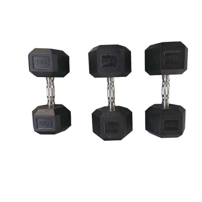 Rubber-Coated Hex Dumbbells - Solid Cast Iron for Home Gym Fitness and Muscle Building