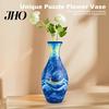 Handgefertigte Puzzle-Vase 3D-Puzzle DIY Blumenburg Meereswelle Boot Druck Florale Pflanzen Halter Behälter Kinder Lern-Bauspielzeug