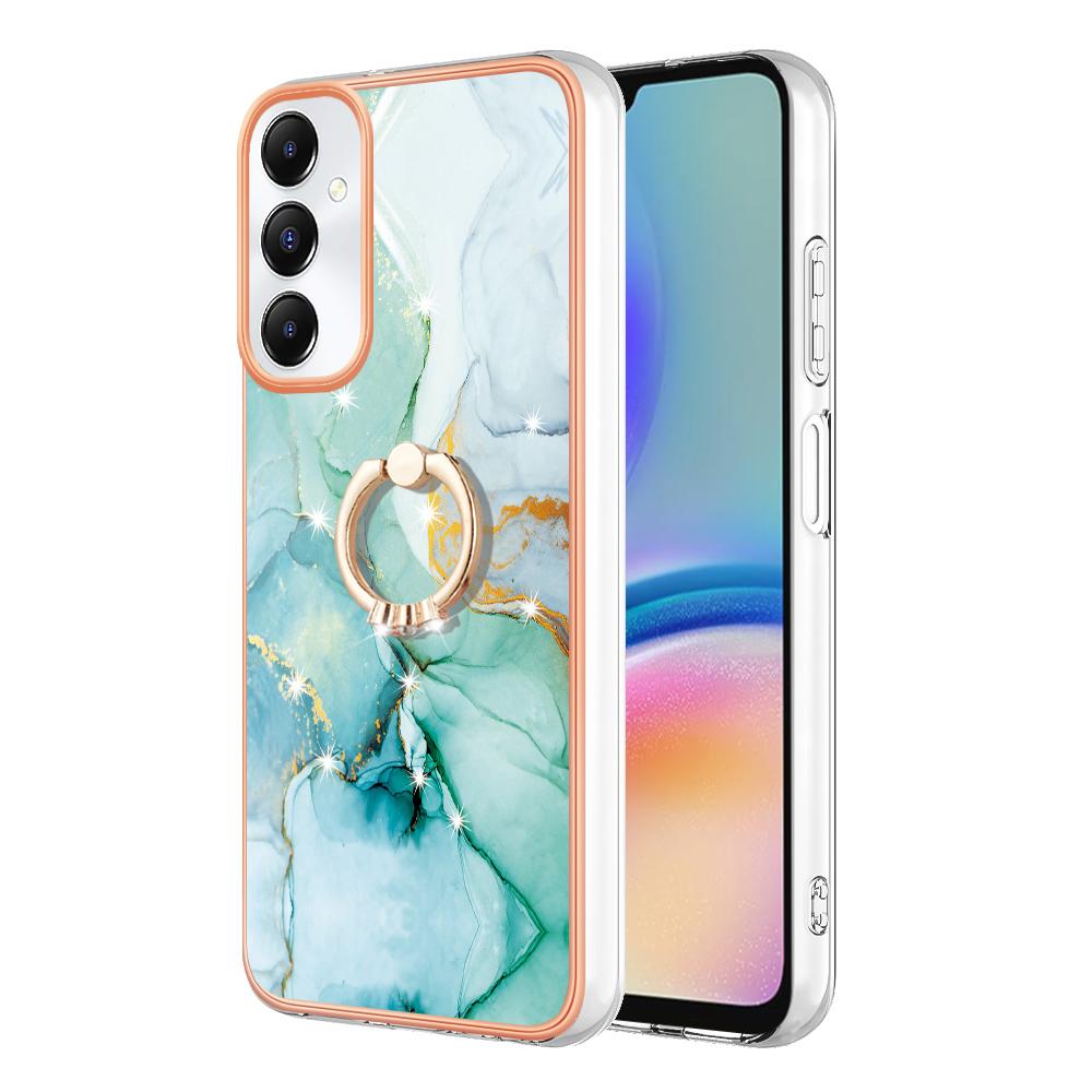 For Samsung Galaxy A05s 4G Case with Ring Kickstand Marble Pattern Electroplating TPU Back Cover