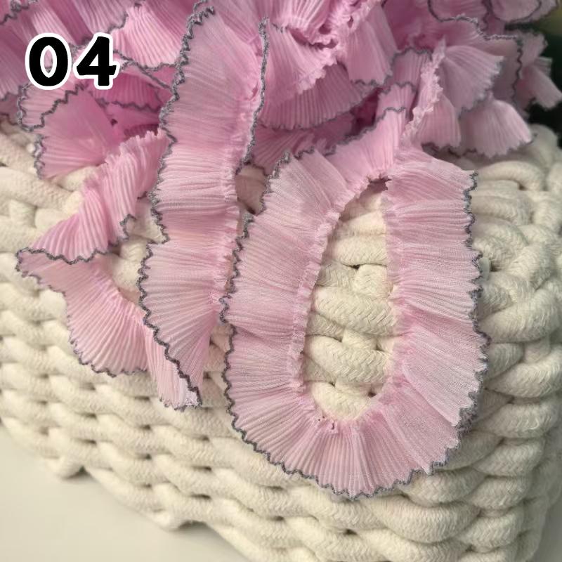 1M Lace Ribbon Sheer Chiffon Elastic Ruffle Ribbon Lace Trim for Dress Diy Apparel Sewing Fabric Wedding Party Accessories New