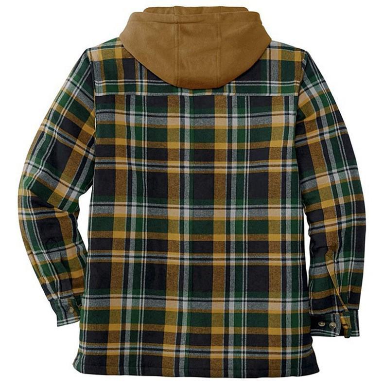 Men's Autumn/Winter Plaid Hooded Cotton Jacket 