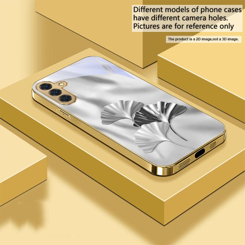 Luxurious Ginkgo Leaves For Samsung Galaxy S20 FE S21 S22 S23 Plus S24 Ultra 25Ultra S21+ S9+ S22Plus Golden glass phone case