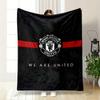 Black Background, Red Stripe with Manchester United Crest and Slogan. for All Seasons Blanket Lunch Break Throw Gift