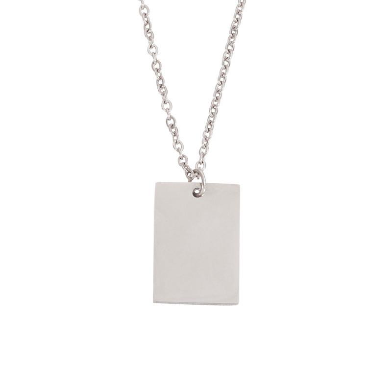 10Pcs 22*15mm Rectangle Pendant Necklace Stainless Steel Cable Chain Necklace For DIY Custom Name Logo Women's Jewelry