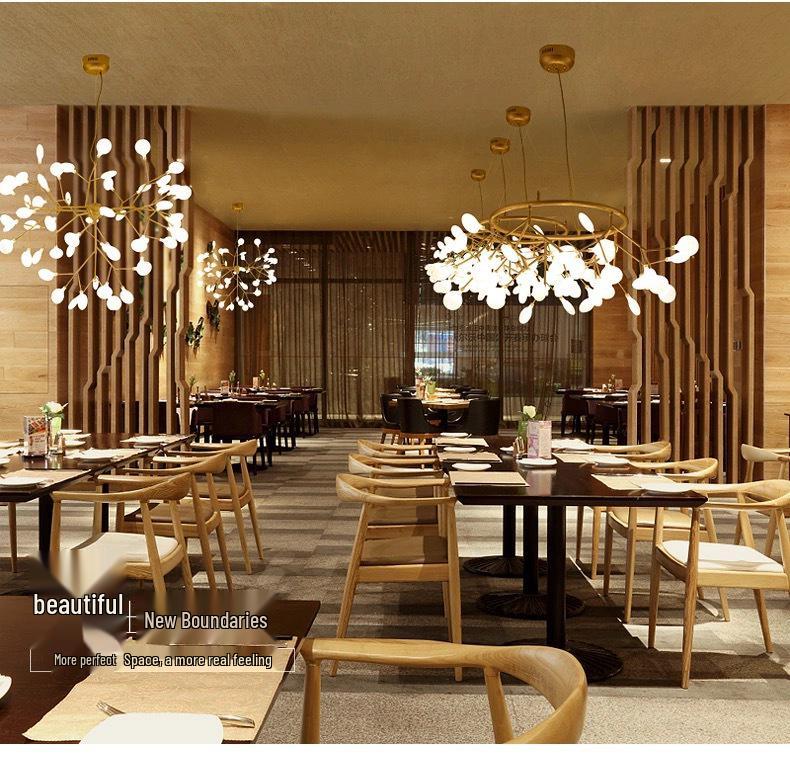 Firefly Branch Nordic Chandelier: Modern Minimalist Lighting for Living Rooms, Restaurants, and Bedrooms