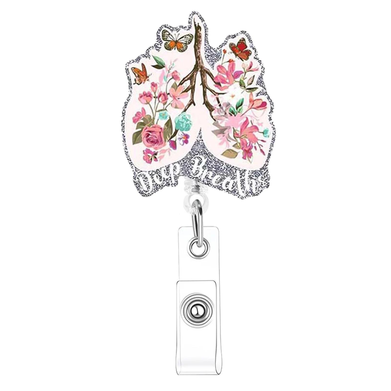 

Акриловый блестящий медицинский орган кость легкое мозг сердце выдвижной зажим для удостоверения личности пряжка зажим для значка медсестры катушка брелок