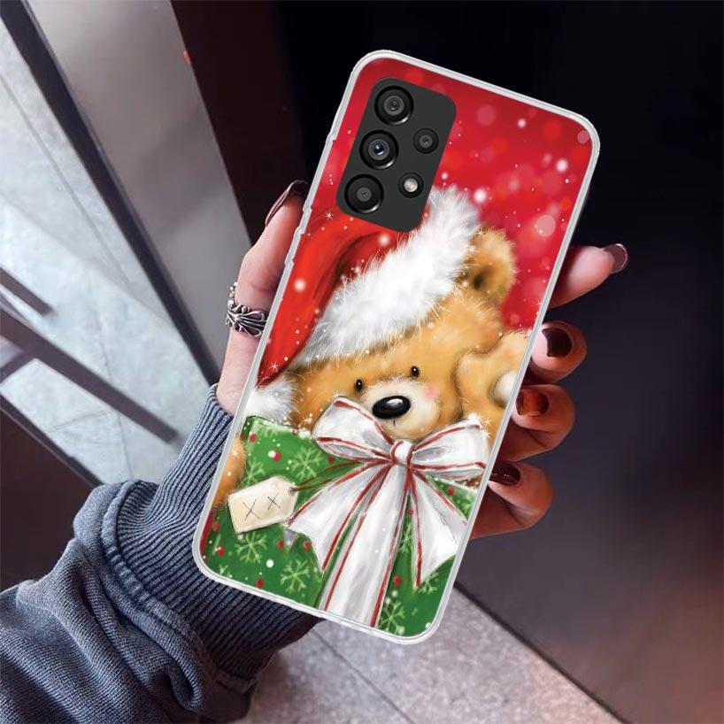 

Happy Christmas Cute Bear Gift Phone Case For Samsung Galaxy A17 A57 A37 A16 A26 A36 A56 A15 A25 A35 A55 A14 A13 A54 A53 A34 A24 Samsung A73