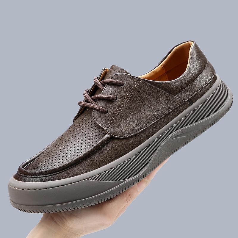Hollow men's shoes, genuine leather thick-soled breathable casual leather shoes, men's shoes, encrypted order