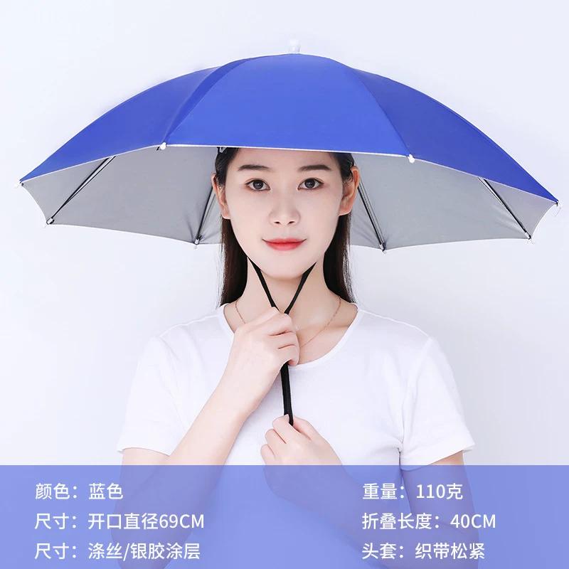 Umbrella Hat with Headgear, Sun Protection Fishing Hat, Rainproof Tea-Picking Hat, Umbrella Hat, Poncho, Helmet Umbrella