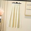 Knitted Skirt for Women Autumn and Winter High Waist Mid Length A-line Pleated Skirt