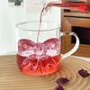 1Pcs Pink Bow Knot Glass Cup Coffee Milk Fruit Cup Heat-resistant Glass Drinks Mug Cups 13oz 400m Lovely Cup
