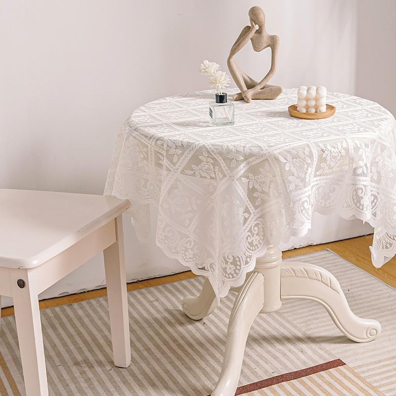 Lotus Leaf Edge Premium Green Hollow Lace Tablecloth Round Mirror Lotus Leaf Edge Small Fresh Lace Tablecloth