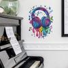 Vibrant Hand-Painted Headphones Music Notes Wall Sticker Self-Adhesive Removable for Bedroom Living Room Background Home Decor