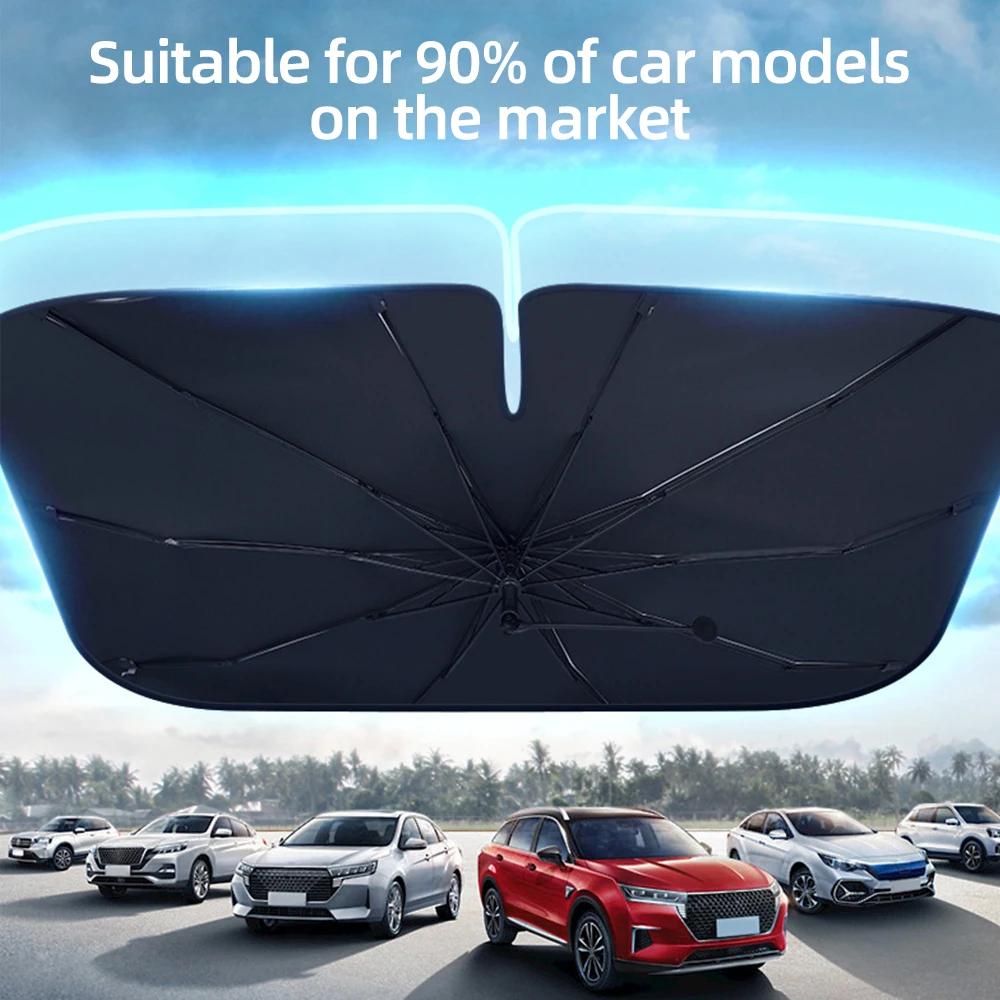 Upgraded Car Sunshade Umbrella Protector Parasol Summer Sun Interior Front Window Cover for UV Ray Block & Sun Heat Protection