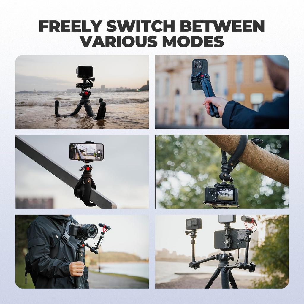 Suporte Tripé Freewell Vlogpod 3K com Suporte para Telefone e Montagem de Sapata Fria com Parafuso Ideal para DSLR e Vlogging Suporta até lbs 1/4" - iPhone, Câmera,