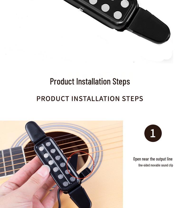 P-012 High-Fidelity No-Drill Soundhole Folk Guitar Pickup with 3m Cable
