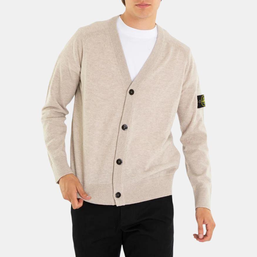 Stone Island V-Neck Single-Breasted Solid Color Raglan Long Sleeve Knit Sweater Men sweater Light-Brown 8115523B4-V0M97