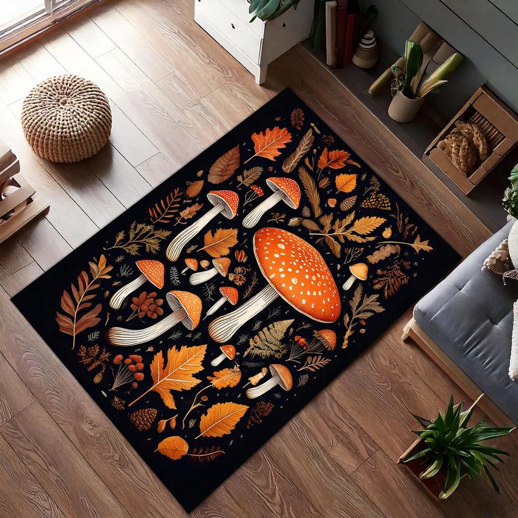 Vintage Floral Mushroom Carpet Living Room Sofa Bedroom Study Kitchen Entrance Door Mat Non-slip Home Decoration Rug