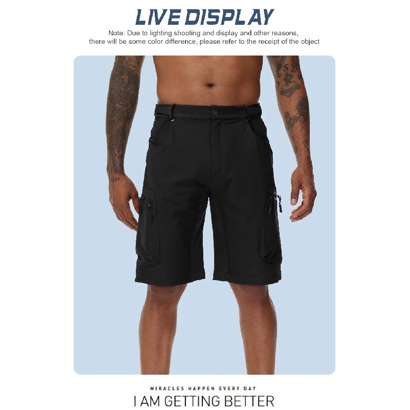 Men's Cycling Shorts Mountain Bike Multifunctional Pants with Pockets Breathable Outdoor Hiking Sports Pants