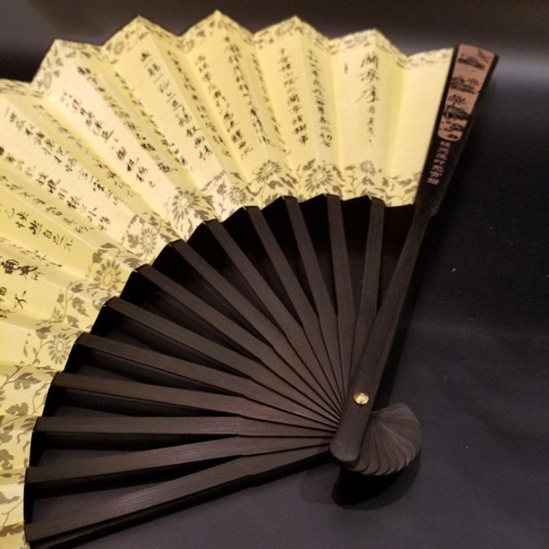 men's decorative large folding fan, Bamboo and wood printed hand fan 12.99 inches Home decoration fan Holiday gift hand fan