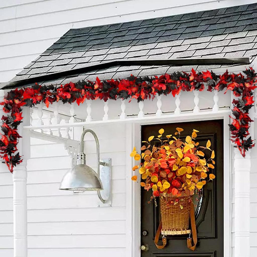 175CM Herbstlaub Girlande Simulierte Ahornblätter Rattan Kreative Herbstdeko für Thanksgiving, Halloween, Hochzeiten & Festival