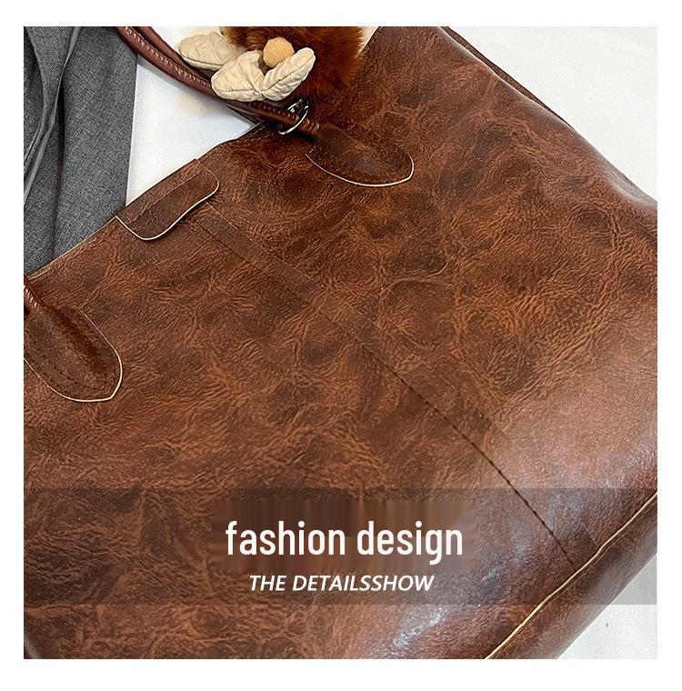 2025 New Retro Textured Women's Versatile Tote Bag - Large Capacity Shoulder Bag for Class and Commuting