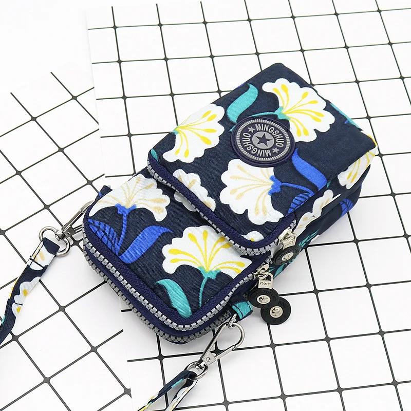 Nylon Schulter-Crossbody-Handytasche für Damen, Sport Laufen Mehrschichtige Reißverschlusstasche Armbandtasche, Clutch Münzbörse, Schlüsselhalter