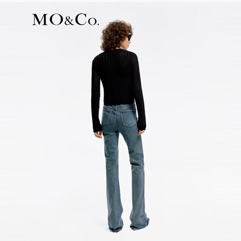 MO&Co. Women's Acetate Blend Hollow-out Knit Cardigan