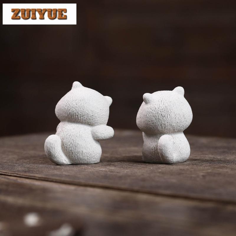 Yixing Zisha Ingot Cute Fortune Cat Tea Pet Vintage Fish Tank Landscaping Tea Figurine Play Toys Tea Statue Ornaments Supplies