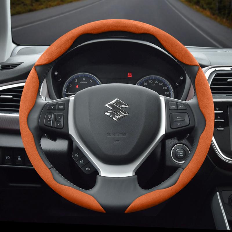 Suitable for Suzuki Anti-Slip Buckle Segmented Suede Steering Wheel Cover Suitable for Swift Sport Sx4 Grand Vitara Ly Jimny Solio Alto