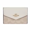 Flap Card Case 10 Brand Logo Coated Canvas Card Case Mini Women's Chalk White