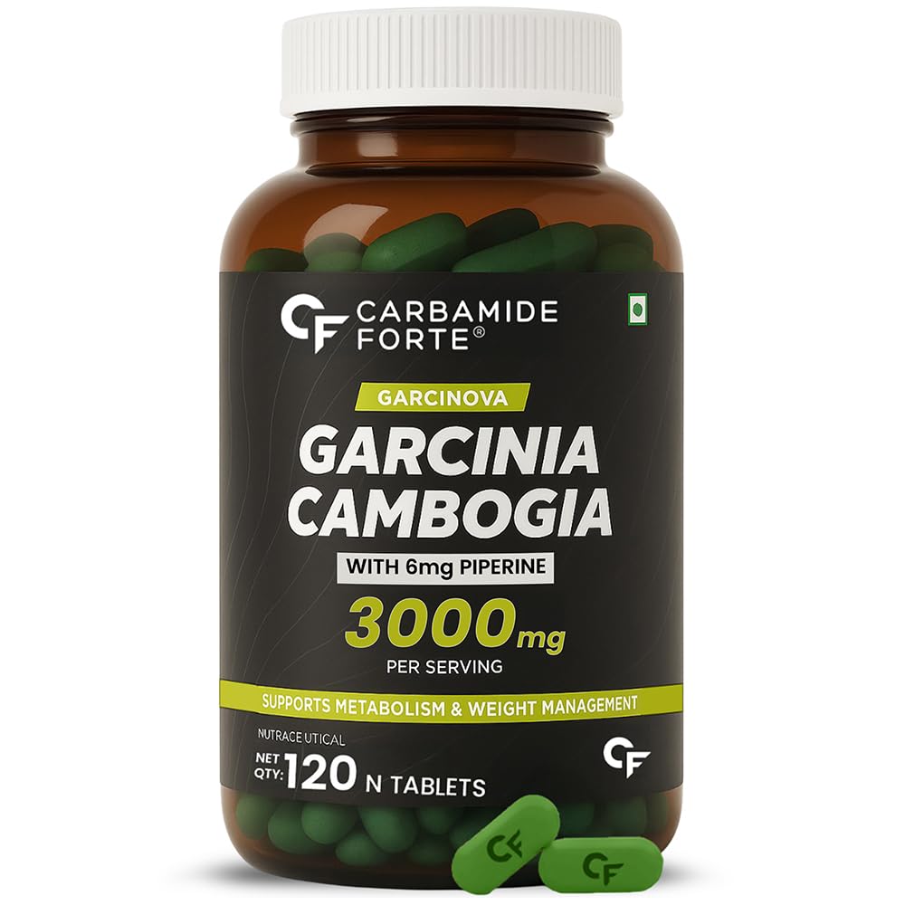 

Carbamide Forte Garcinia Cambogia 3000mg 60% HCA with Piperine 6mg | Weight Loss Supplement 120 Veg Tablets