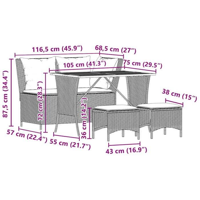 VidaXL Ensemble à manger jardin 4pcs et coussins Gris Résine tressée, ensemble à manger d'extérieur, meuble à manger de 4104133