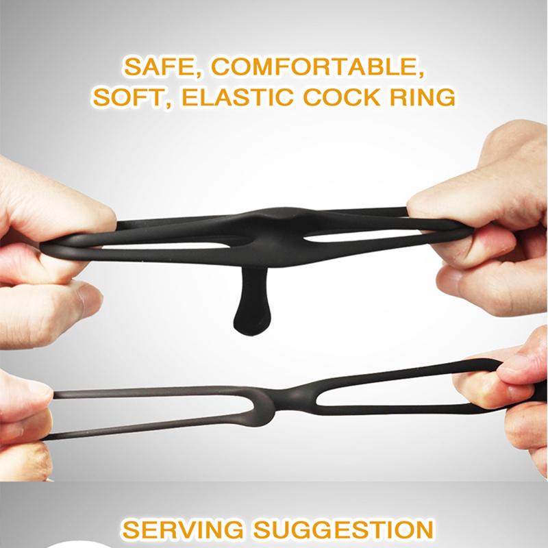 New Silicone Double Cock Ring Soft Penis Ring Delay Ejaculation Sex Toys for Man Prostate Massager Male Chastity Lock Ring