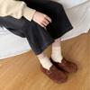 2025 Winter New Retro Velvet Warm Versatile Lazy Round Head One Pedal Soft-soled Shoes Women Wear
