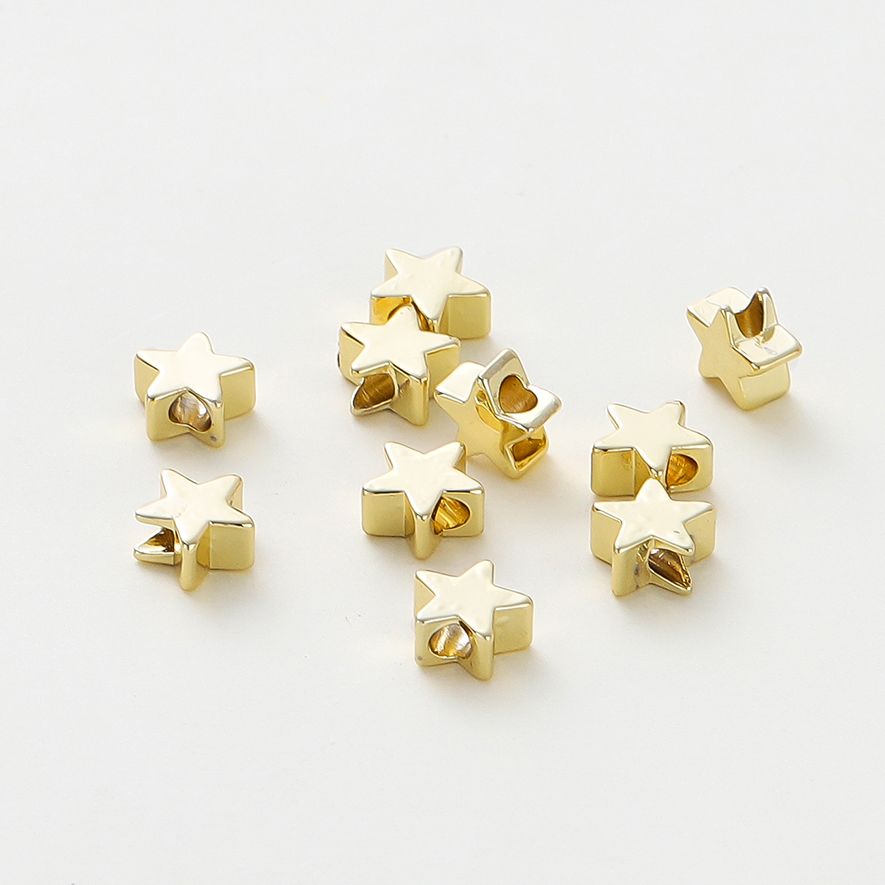 20pcs/lot 14K/18K Gold Color Plated Star Shape Beads Bracelet Spacer Beads for DIY Jewelry Necklace Decorate Making Supplies