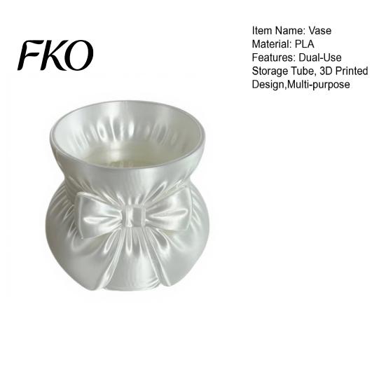 Dried Flower Vase Container Silk Drawstring Vase, 3D Printed Pen Holder, Makeup Brush Mini Round Storage Tube With Lid And Organizer for Jewelry Small