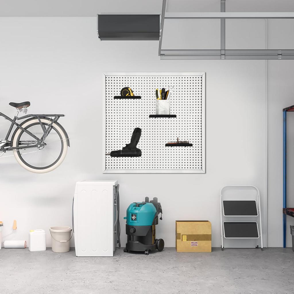 Sumnacon 6-Piece Set Pegboard Tray, Easy Installation Mini Shelf for Pegboards, Black, Size S