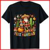 Feliz Navidad Mexican Funny Christmas Santa Festive Black Cotton T-Shirt S-5XL