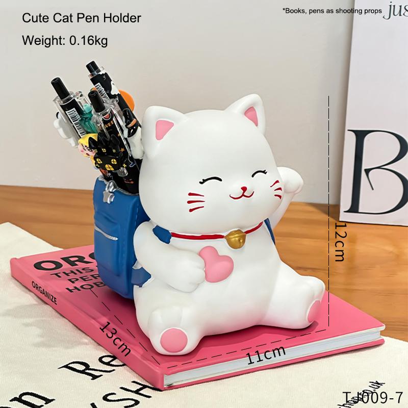 Cute Cat Pen Holder Creative Smiling Kitty Ornament Home Storage Ornament Office Desktop Decoration Souvenir Gift