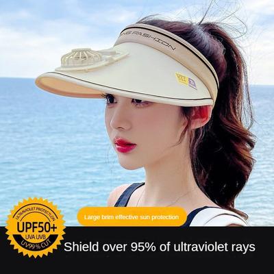Büyük Kenarlı Vizörlü ve UV Korumalı Kadınlar için USB Şarjlı Fanlı Güneş Şapkası
