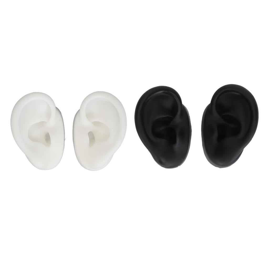 2 Pair 3D Silicone Ear Model Soft Flexible Left Right Ear Simulated Fake Model Practice Tool for