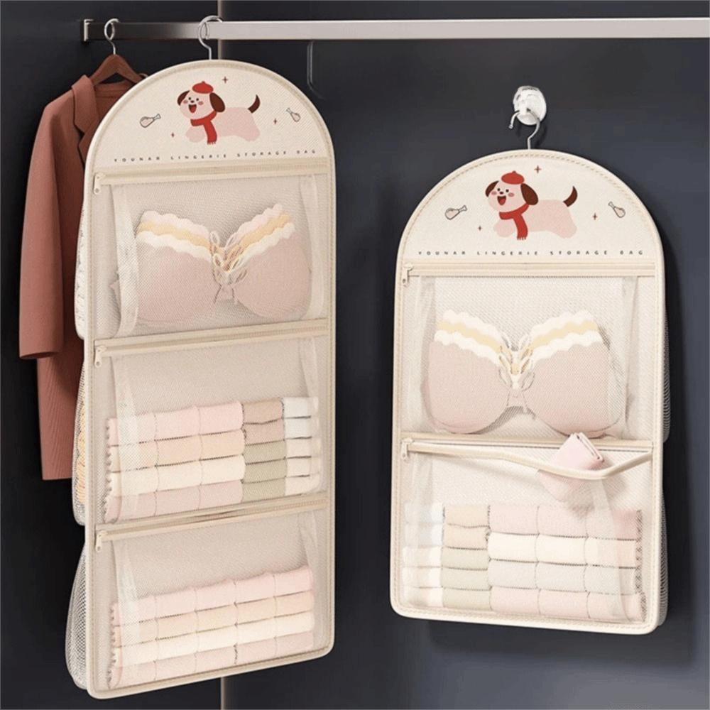 Cartoon Socks Storage Hanging Bag 1/2/3 Layer Hanging Mesh Bag Clothing Storage Bags  Dormitory