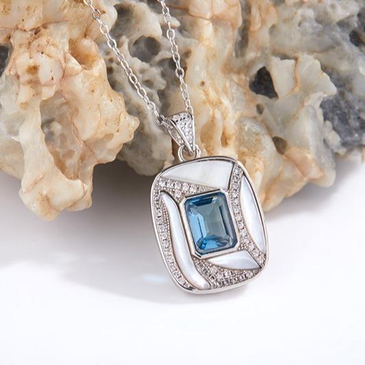 S925 Sterling Silver With Natural Topaz Pendant Necklace Women'S Earrings Premium Jewelry