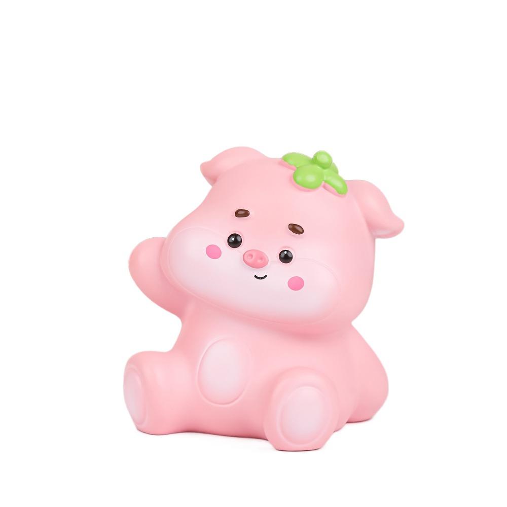Cute Resin Pig Ornaments Small Cartoon Animal Miniatures Strawberry Pig Statues  Home Decor
