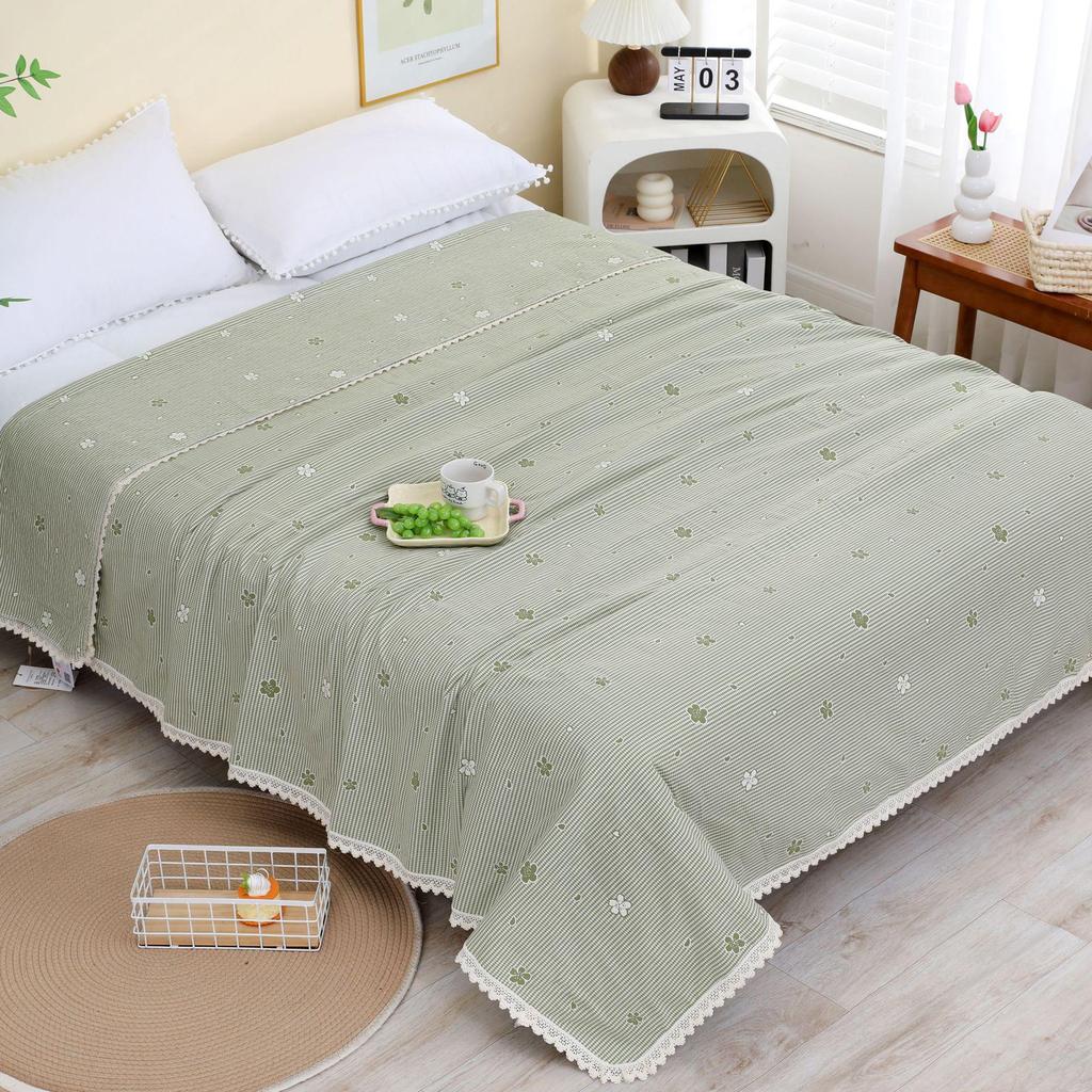 Lace Gauze All-Season Pure Cotton Quilt & Blanket Set for Double Bed