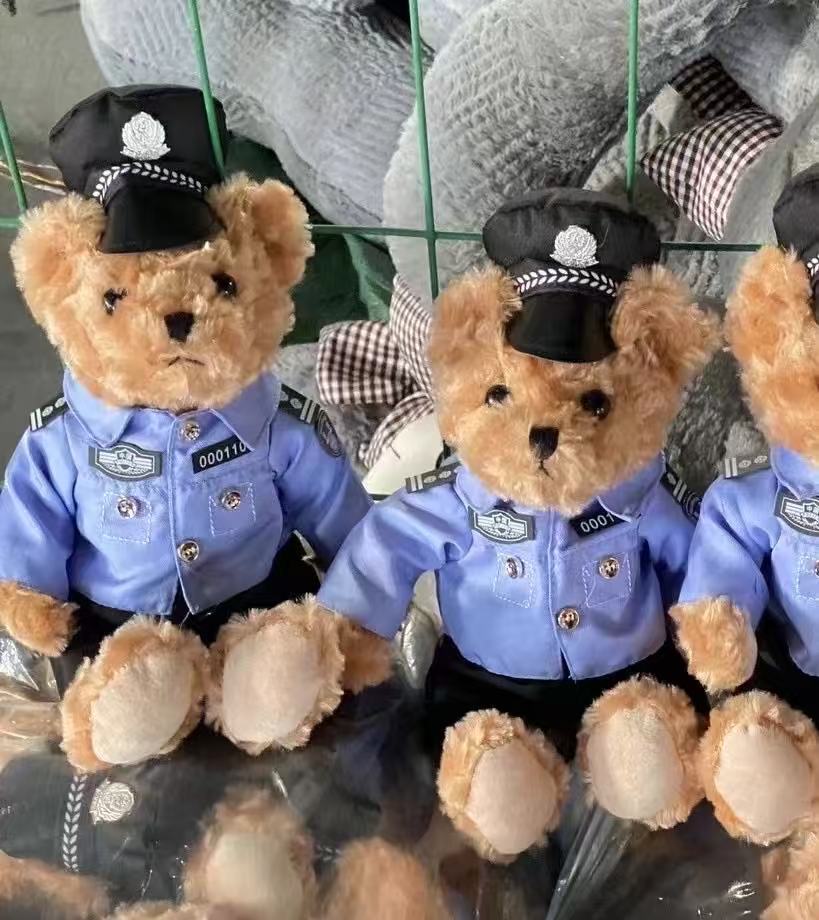 Traffic Police Bear Plush Toy Cute Doll Traffic Police Public Security Plush Toy Doll Toy Uniform